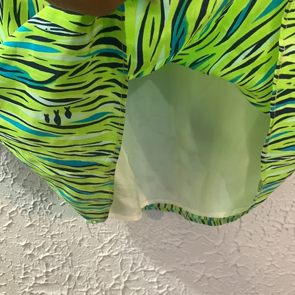 Lilly Pulitzer 100% Silk Seamus Tunic Green Blue 0 Long Sleeve Top Cover-Up - Picture 7 of 15